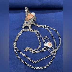 Paris Eiffel Tower Charms Necklace 32” long chain
